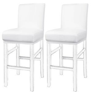 Waterproof Bar Stool Covers Counter Short Back Chair 2pcs White